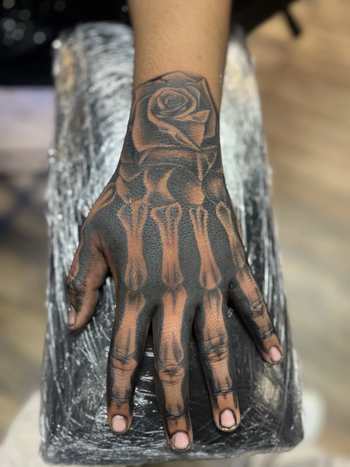 T0PHER INK tattoo portfolio: Rose Hand Tattoo