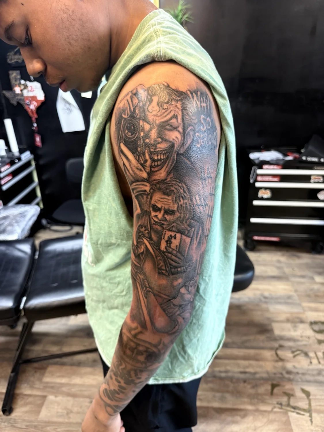 T0PHER INK tattoo portfolio: Joker Sleeve