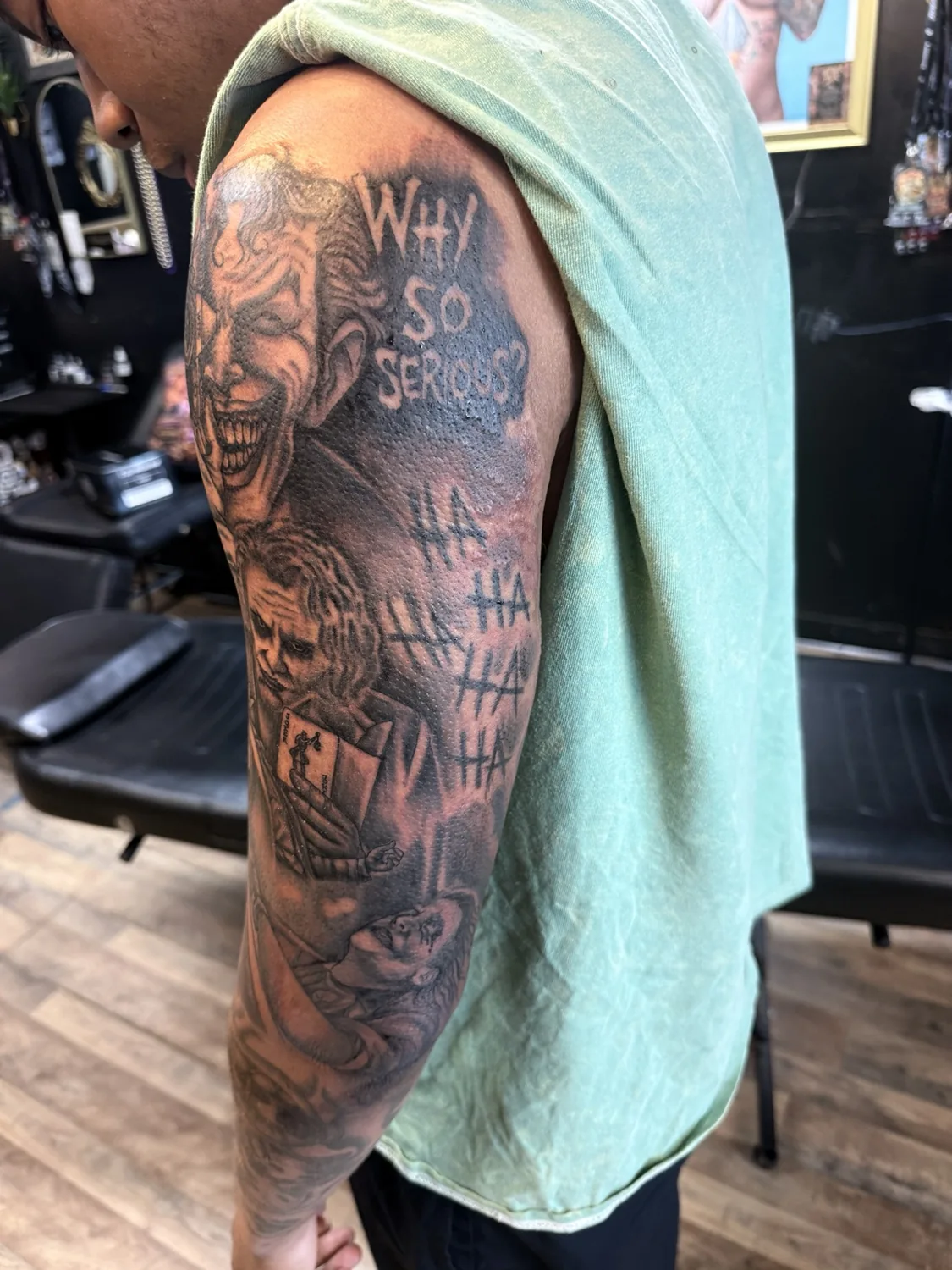 T0PHER INK tattoo portfolio: Joker Sleeve Detail